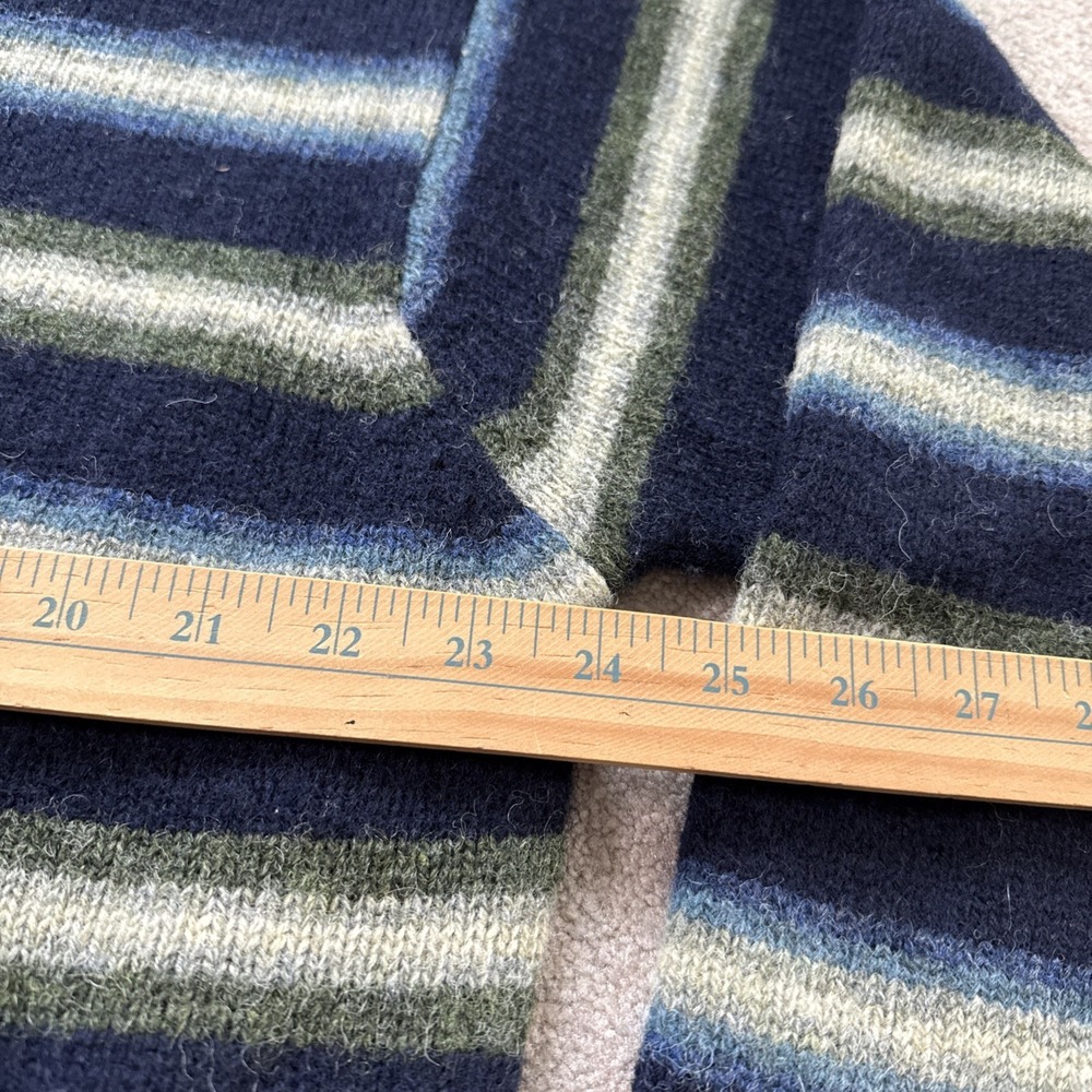 VTG J Crew 100% Wool Striped Sweater Men's XL 90s Preppy Indie Blue - Picture 5 of 7